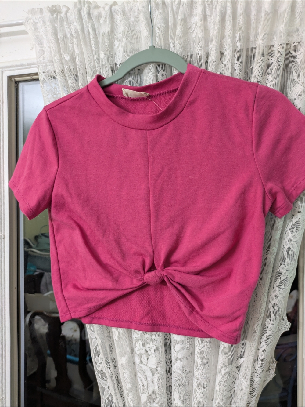 Altar'd State Hot Pink Knot-Front Crop Top
